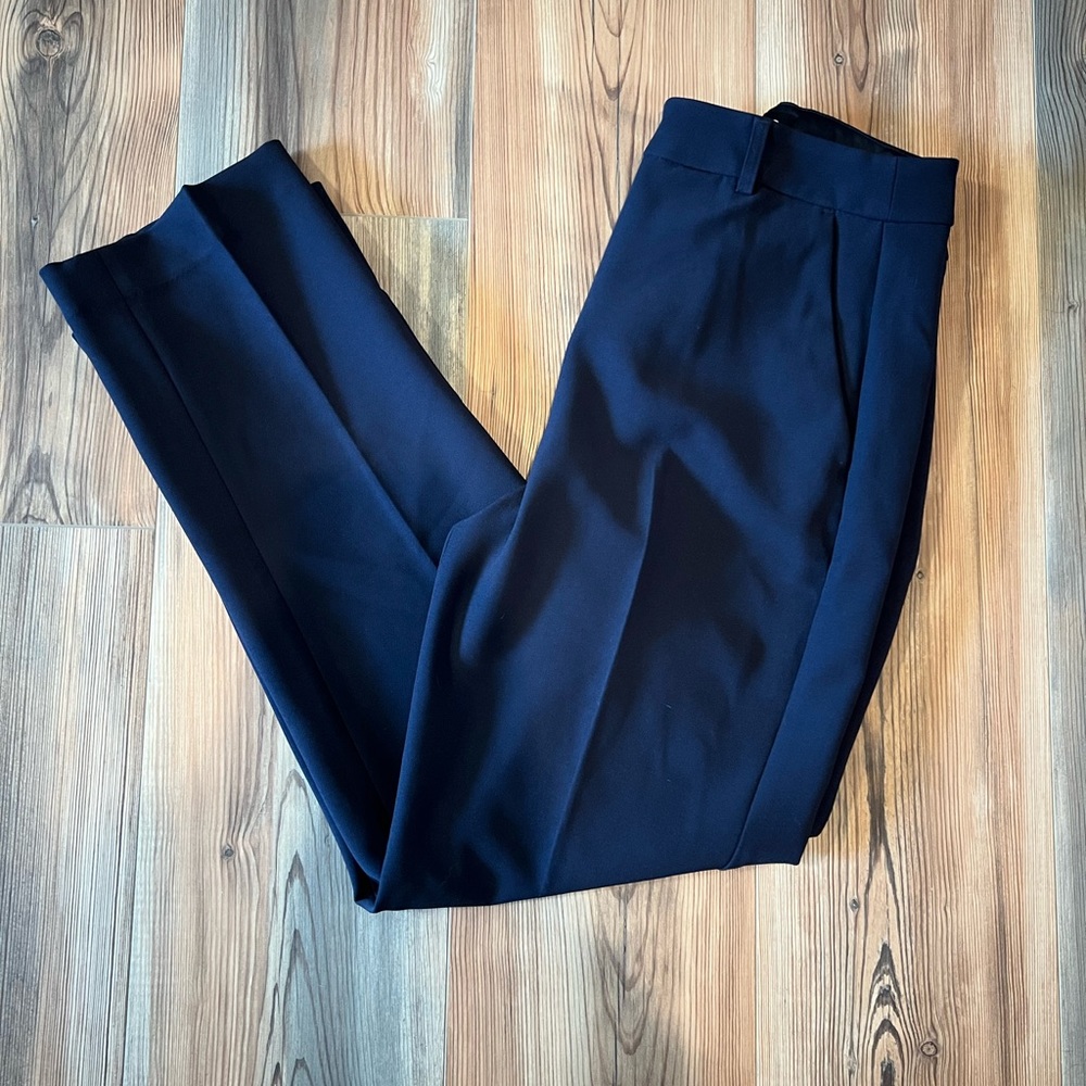 Express Editor Straight Super High Rise Pants in Navy